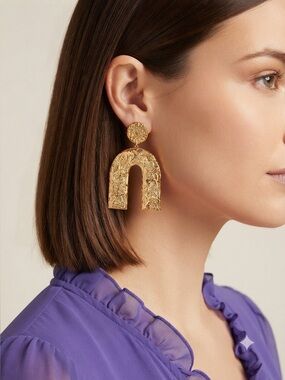 Gold Arch Geometric Drop Earrings